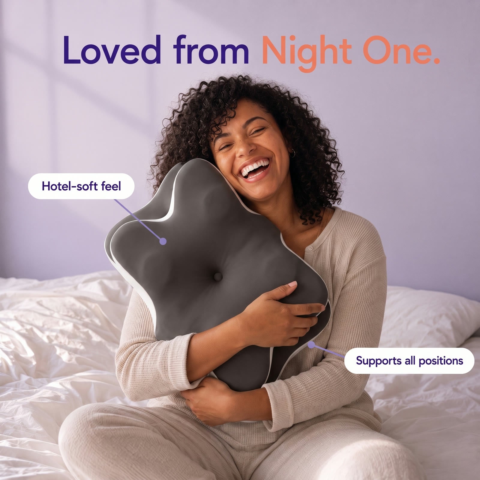 Loved from night one - happy Numa sleeper hugging her pillow
