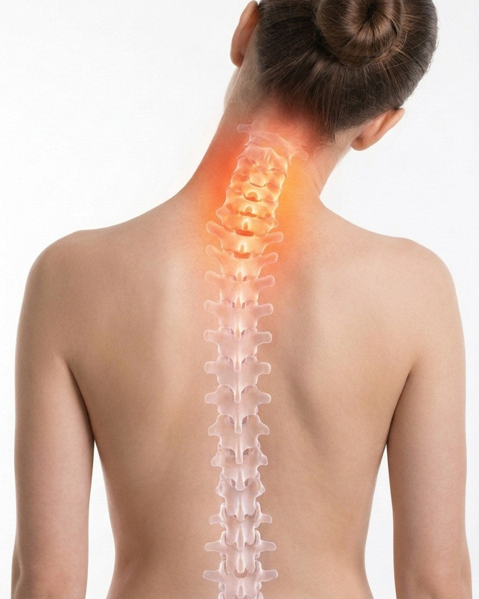 Neck bent out of line on an ordinary flat pillow
