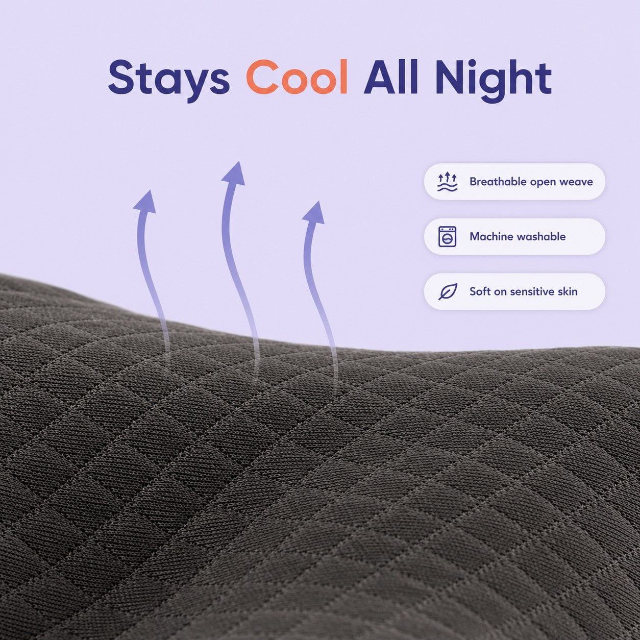 Cooling breathable cover stays cool all night