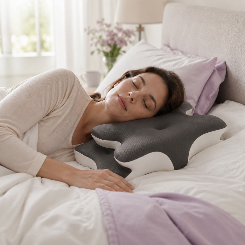 Side sleeper resting on the higher contour